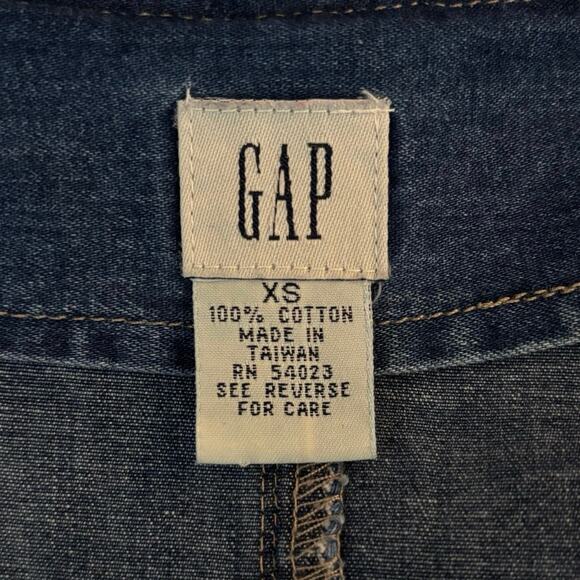 Vintage Gap Size XS Chambray Denim Midi Dress Jumper Tank Modest Y2K 90s - Picture 3 of 4